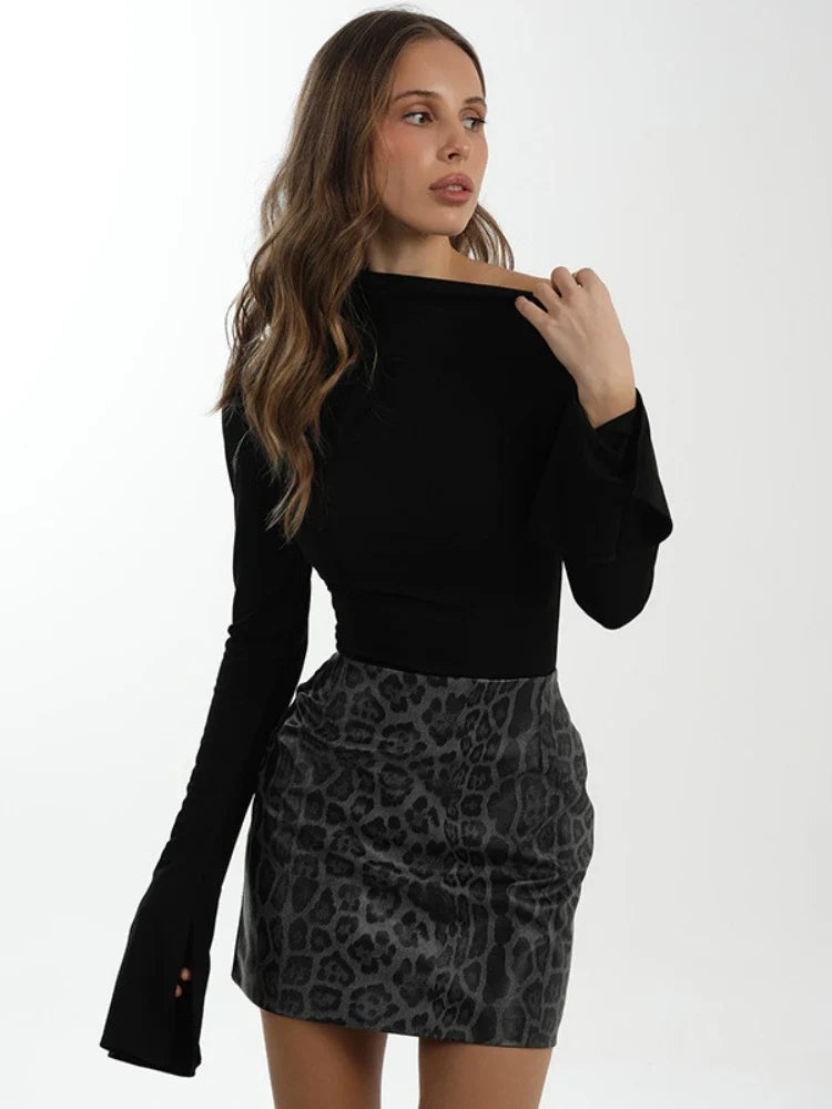 Asymmetrical Flare Long Sleeve T-Shirt