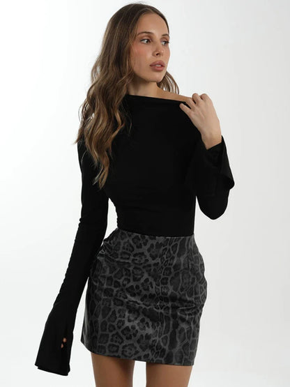 Asymmetrical Flare Long Sleeve T-Shirt