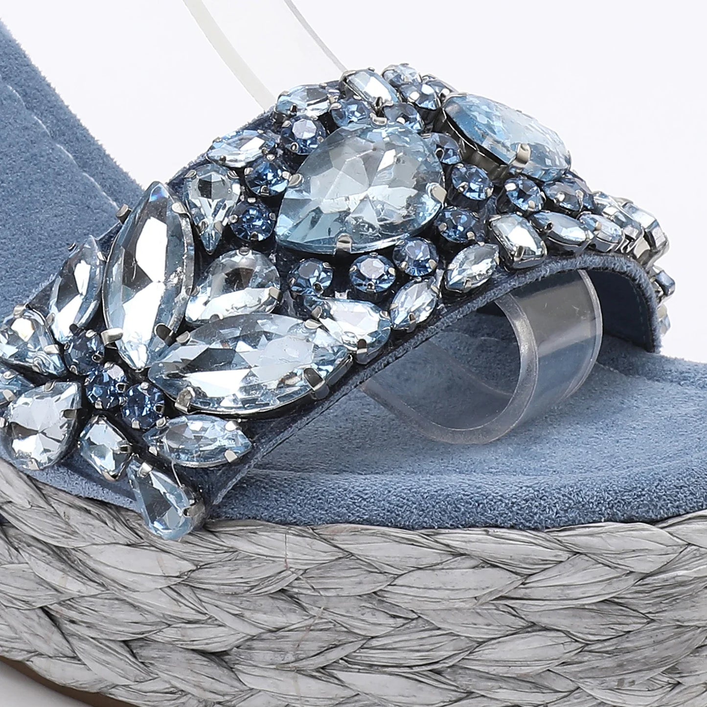 Rhinstones Velvet High Wedges Sandals