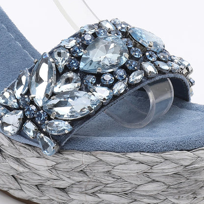 Rhinstones Velvet High Wedges Sandals