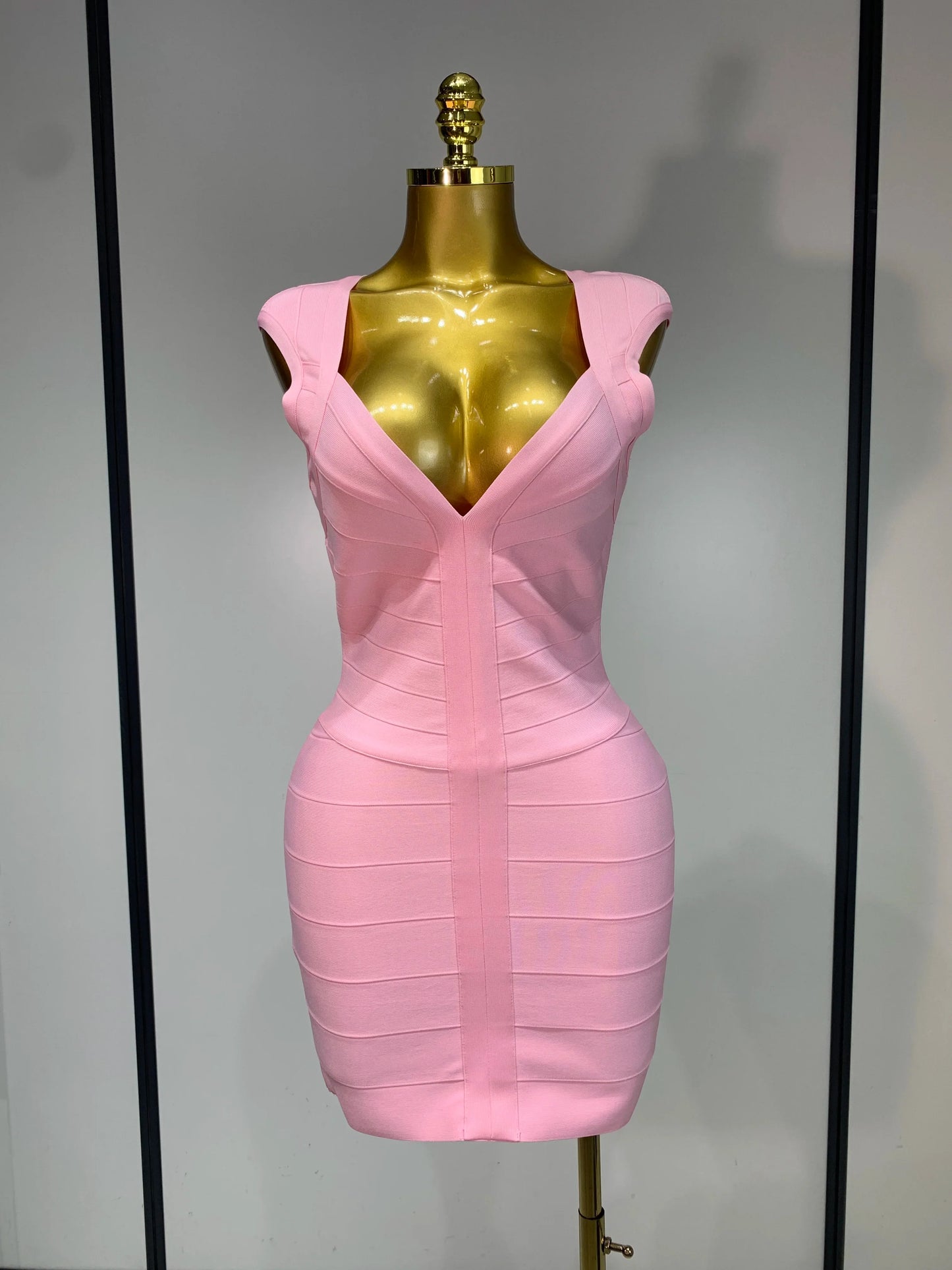 Deep V-neck Bodycon Mini Dress