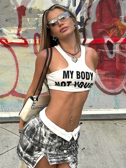 Letter Printing Crop Tank Top