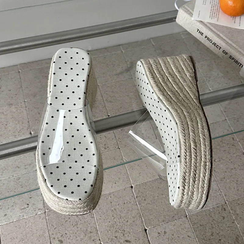 Transparent Polka Dot Wedges Sandals