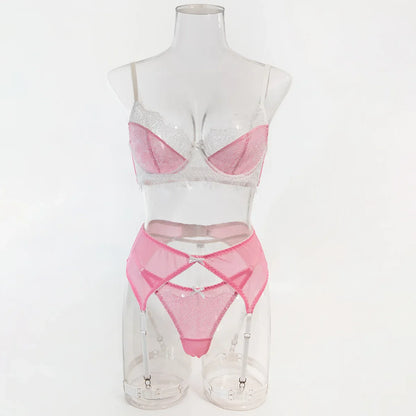 Pink Sexy Lace Bowknot Lingerie