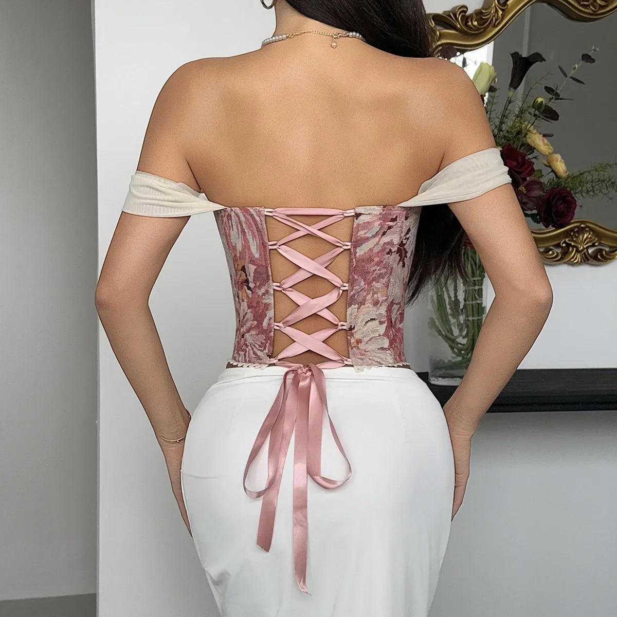 Floral Print Bandage Corset Top
