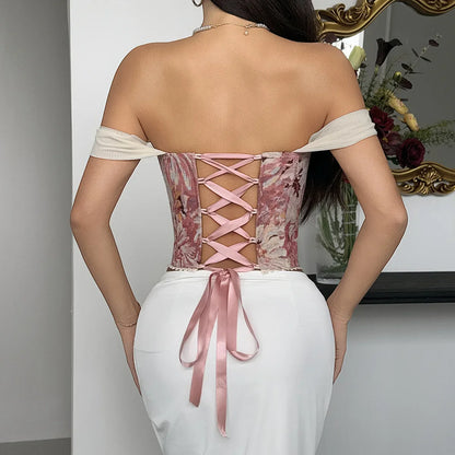 Floral Print Bandage Corset Top