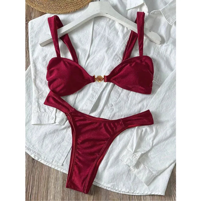 Classic Gold Shell Accent Bikini