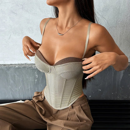 Fashion Retro Splicing Bustier