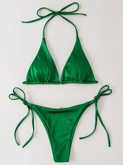 Metallic Satin Two-Pieces Bikini