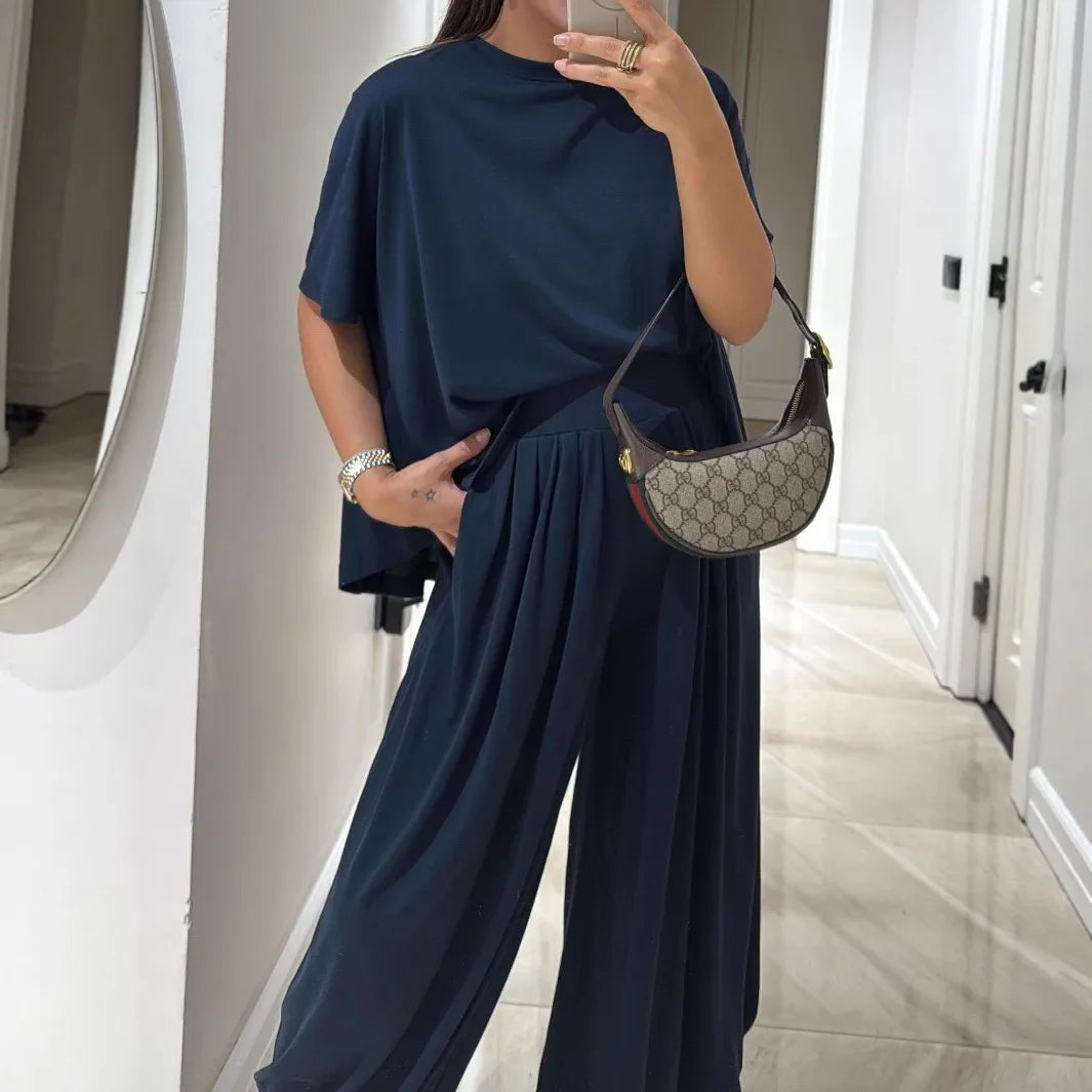 Casual Short-Sleeved Tee Pants Set
