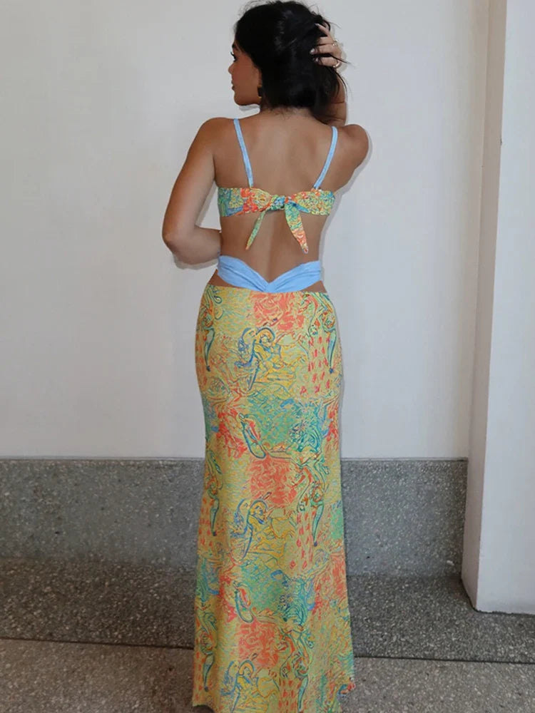 Green Paisley Beach Style Skirt Set