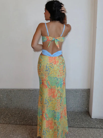 Green Paisley Beach Style Skirt Set