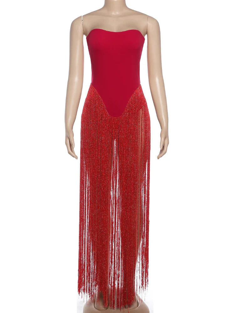 Strapless Tassel Sexy Bodysuit