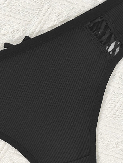 Black Hollow Bow Thongs