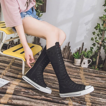 With A Single Step Knee-High Boots