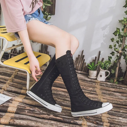 With A Single Step Knee-High Boots
