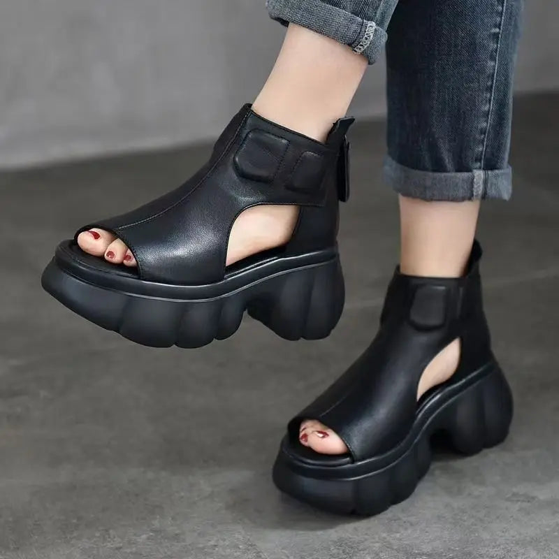 High Top Peep Toe Wedges Sandals