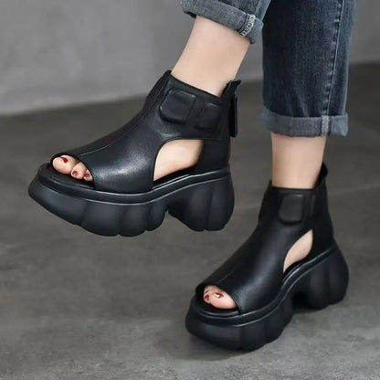 High Top Peep Toe Wedges Sandals