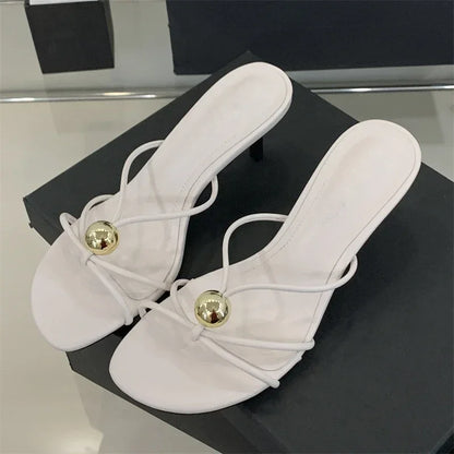 Metal Decoration Thin Heels Sandals
