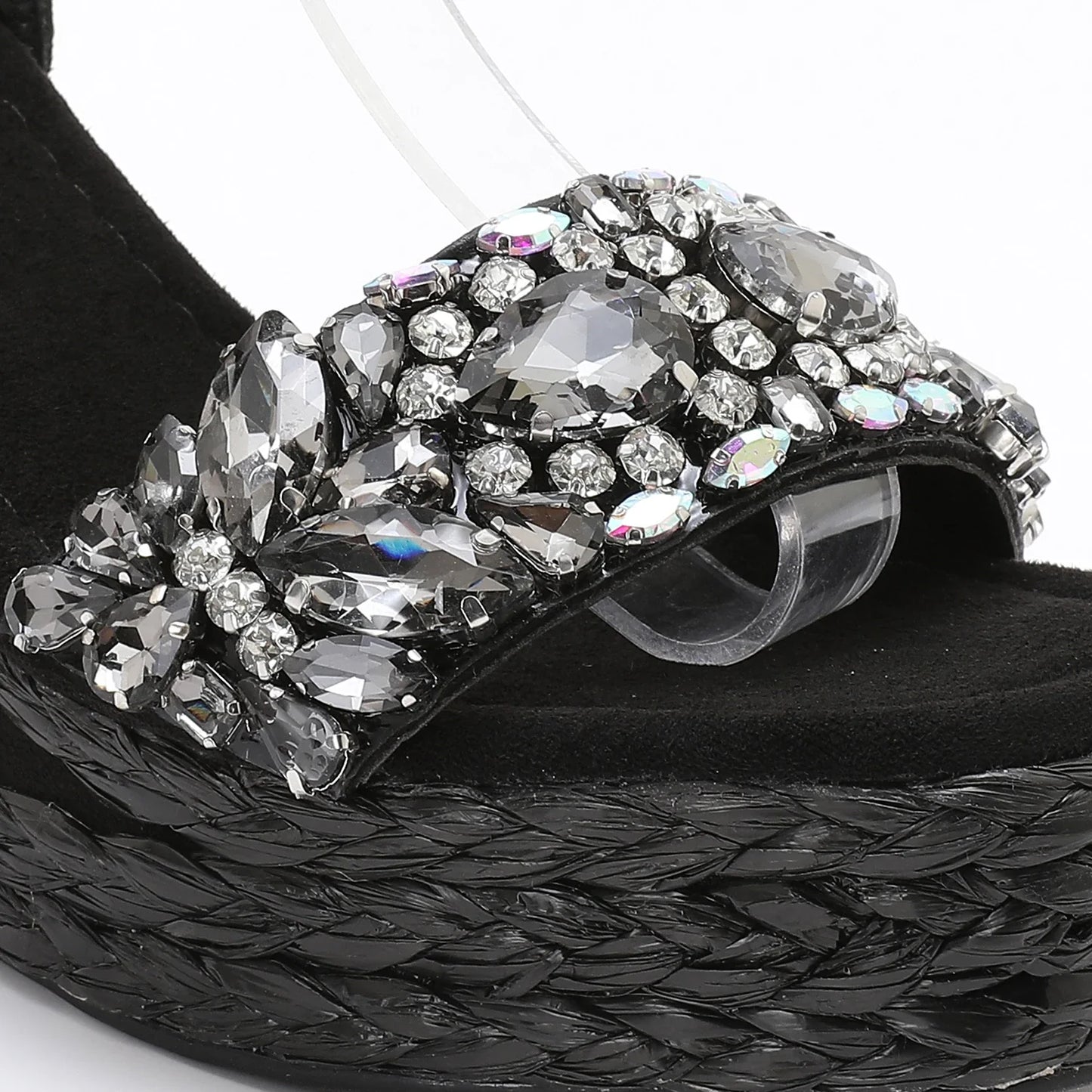 Rhinstones Velvet High Wedges Sandals