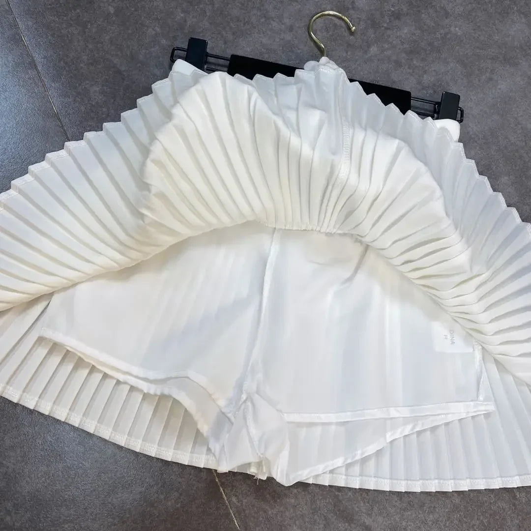 Flowy Pleated Ruffle Mini Skirt