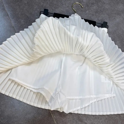 Flowy Pleated Ruffle Mini Skirt