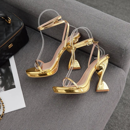 Blue Velvet Heels Sandals