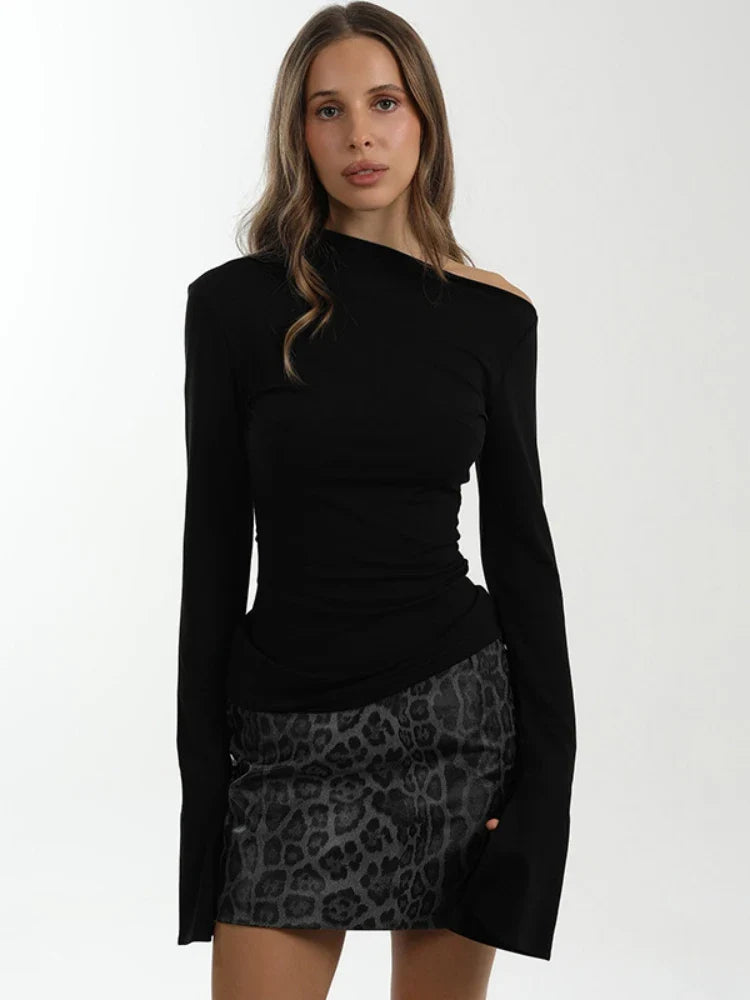 Asymmetrical Flare Long Sleeve T-Shirt