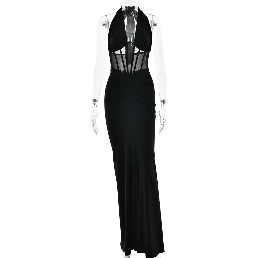 Elegant Backless Curvy Maxi Dress