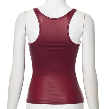 Square Collar Solid Tank Top