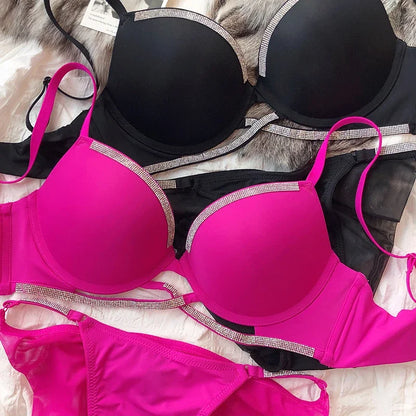Alluring Classic Rhinestone Bra Set