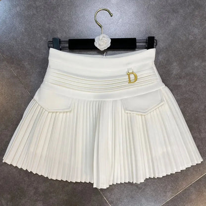 Flowy Pleated Ruffle Mini Skirt