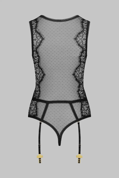 V-Neck Black Lace Sheer Teddies