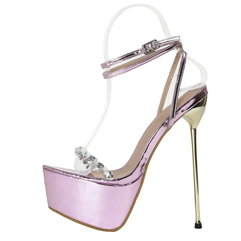Transparent Purple Platform High Heels Sandals