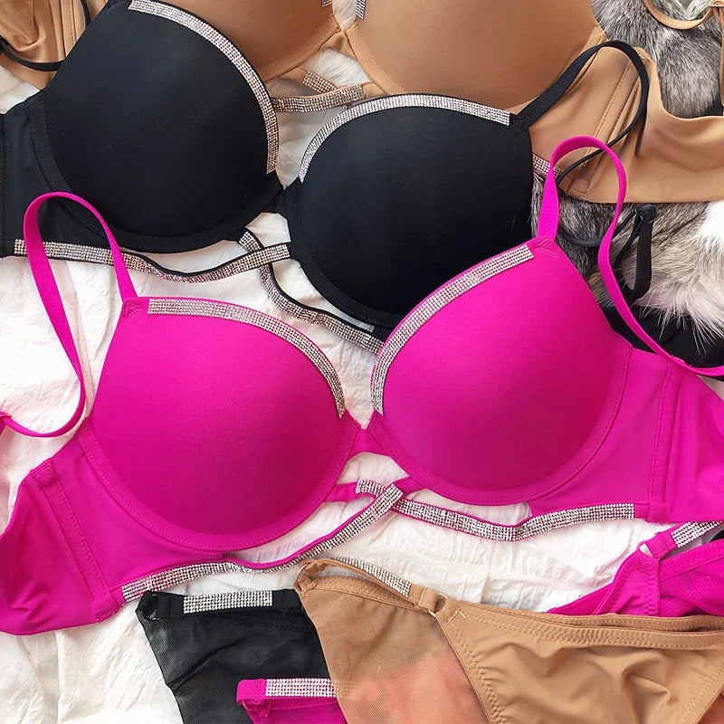 Alluring Classic Rhinestone Bra Set