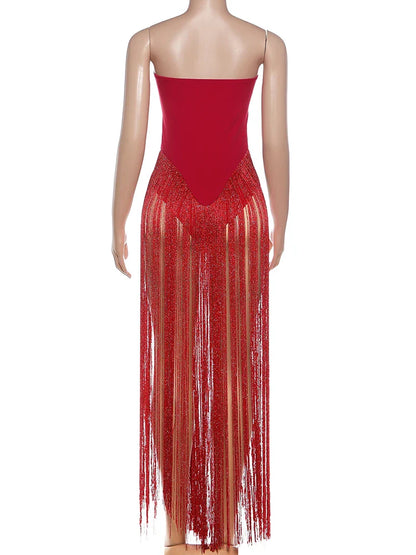 Strapless Tassel Sexy Bodysuit