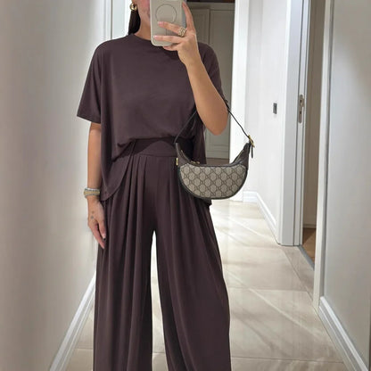 Casual Short-Sleeved Tee Pants Set