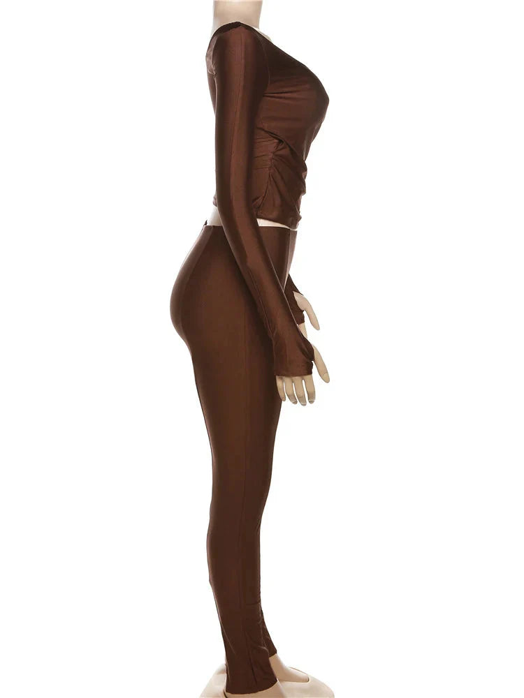 Skinny Fit Cross-Front Pants Set