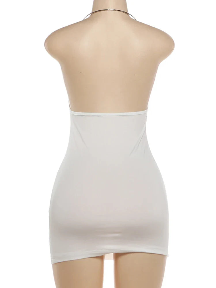 Sexy Backless Metal Ring Mini Dress