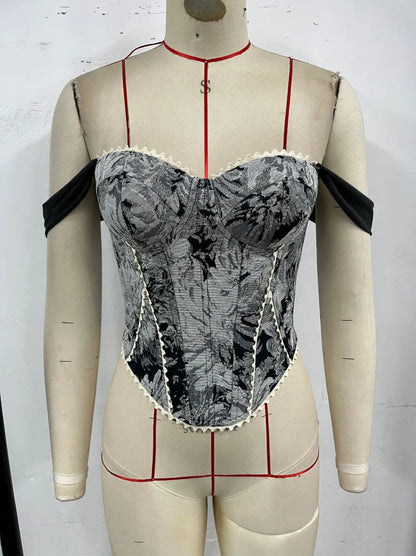 Floral Print Bandage Corset Top