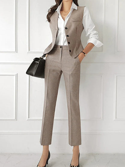 Tailored Solid Workwear Pants Set