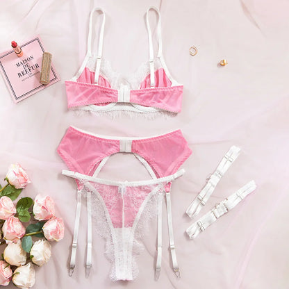 Pink Sexy Lace Bowknot Lingerie