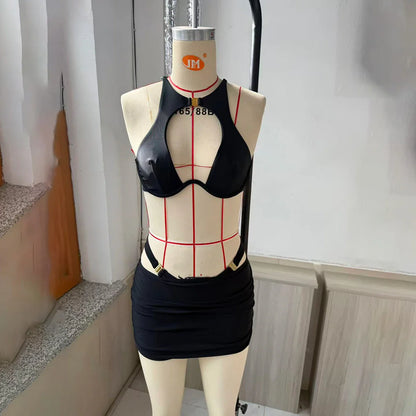 Black Hollow 3-Pieces Bikini Set