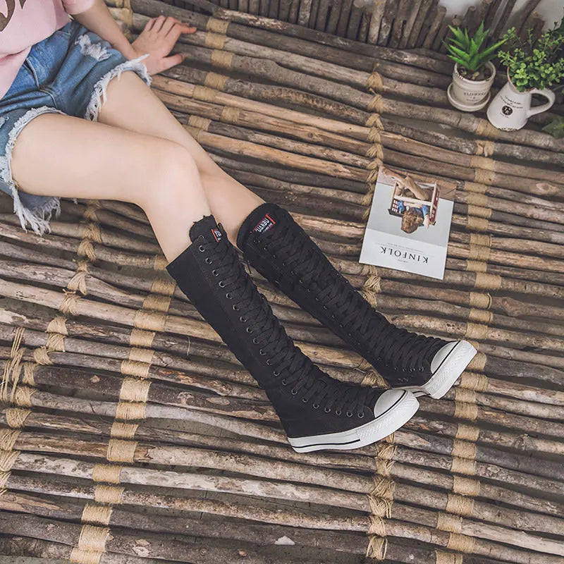 With A Single Step Knee-High Boots