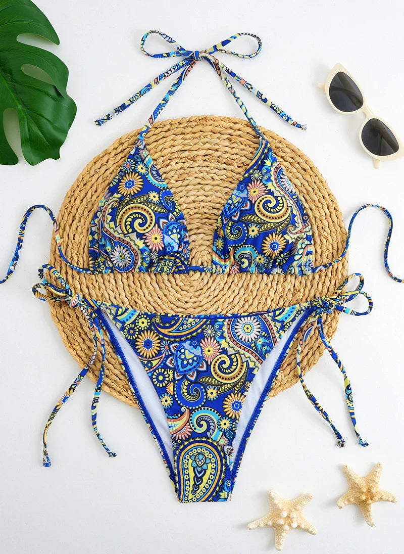 Metal Accent Halter Bikini