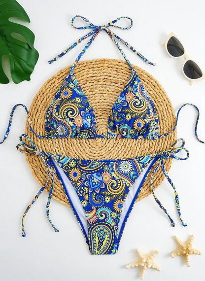 Metal Accent Halter Bikini