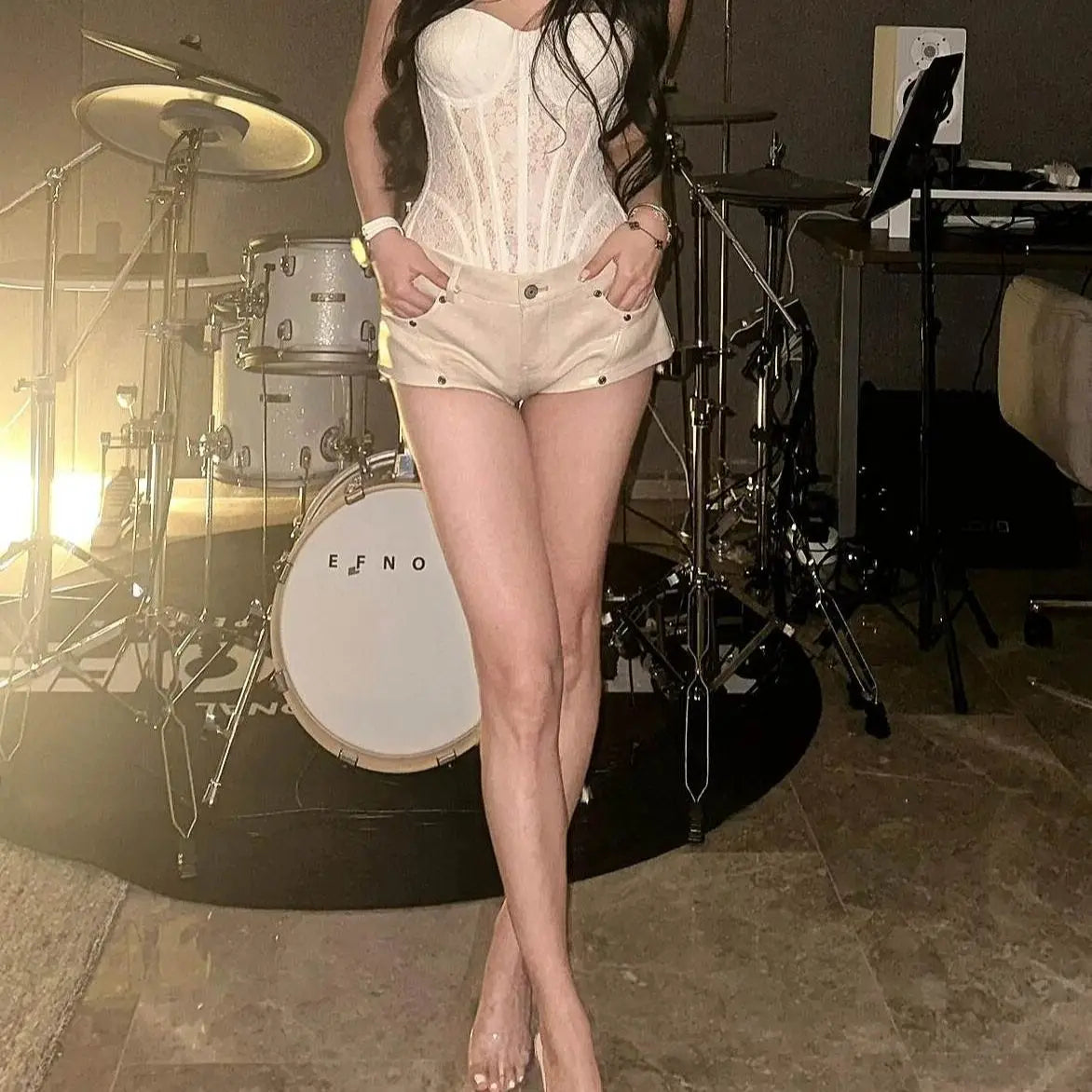 Buttoned Low-Waisted Leather Shorts