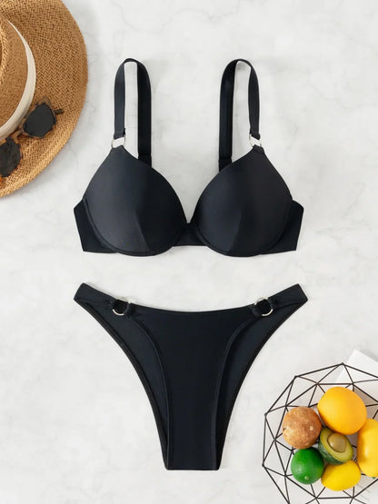 Black Metal Ring Classic Bikini