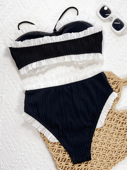 Frilled Ruffle Wrinkled Bandeau Bikini