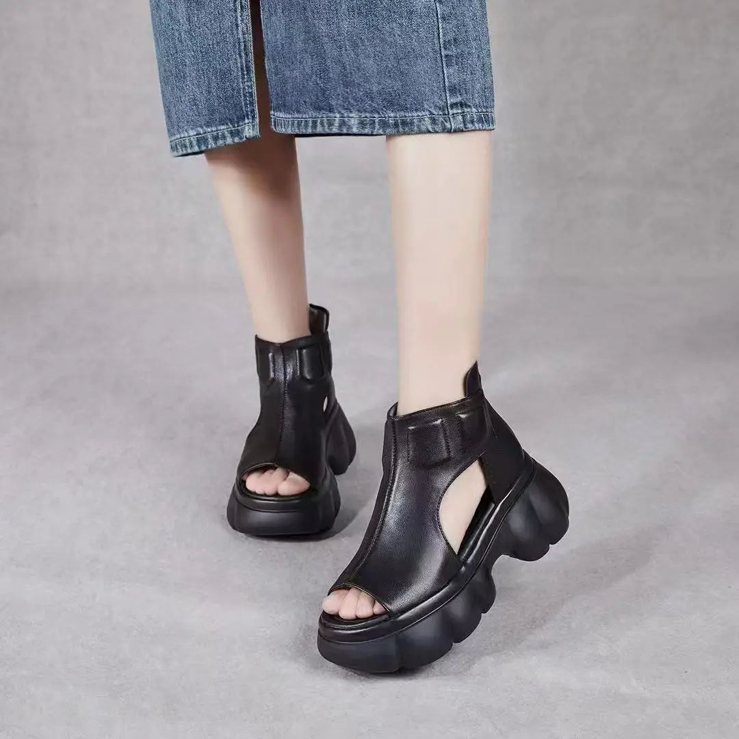 High Top Peep Toe Wedges Sandals